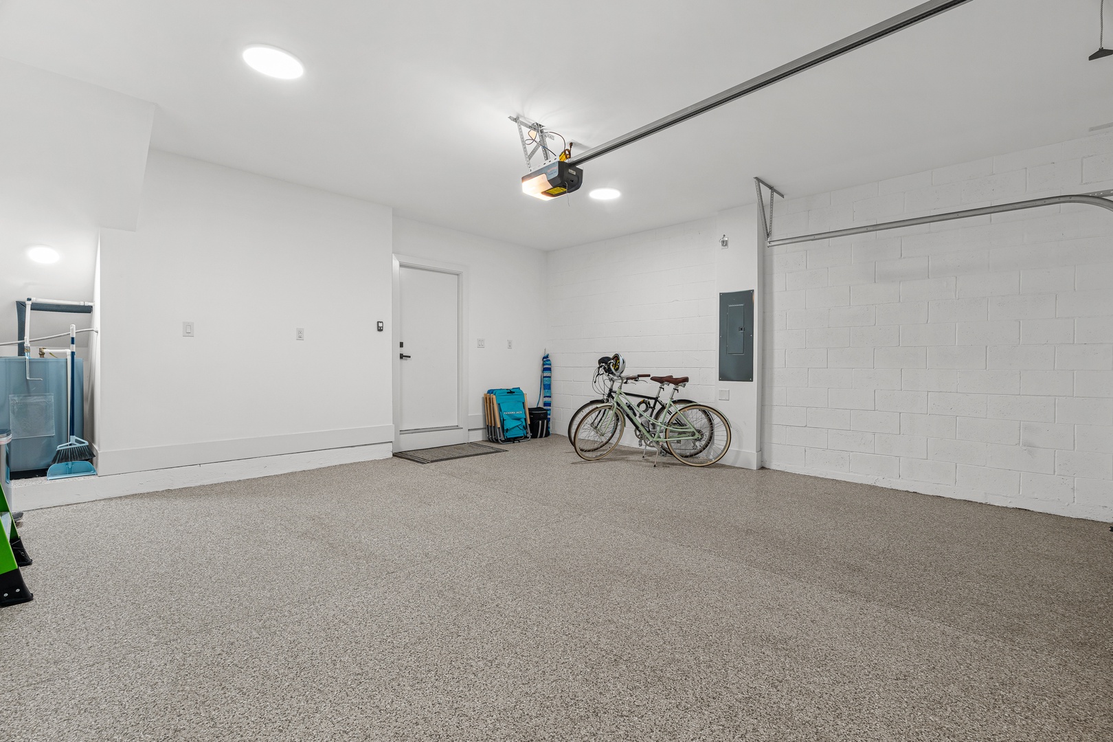Two car garage with direct access to condo. Beach chairs, umbrella, cooler and 2 bikes available in the garage