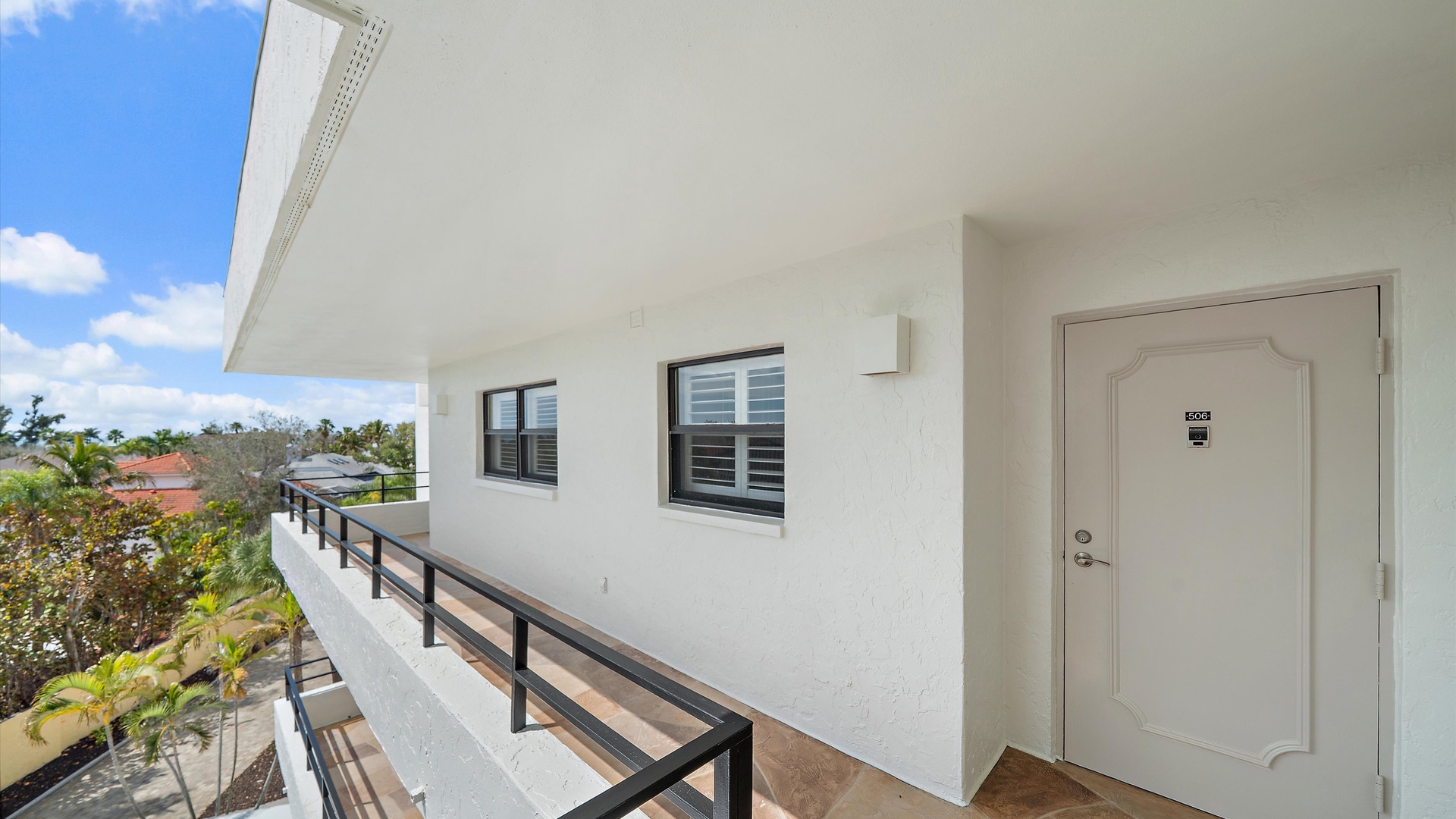 Step onto your private balcony and breathe in the fresh air while taking in peaceful neighborhood views.