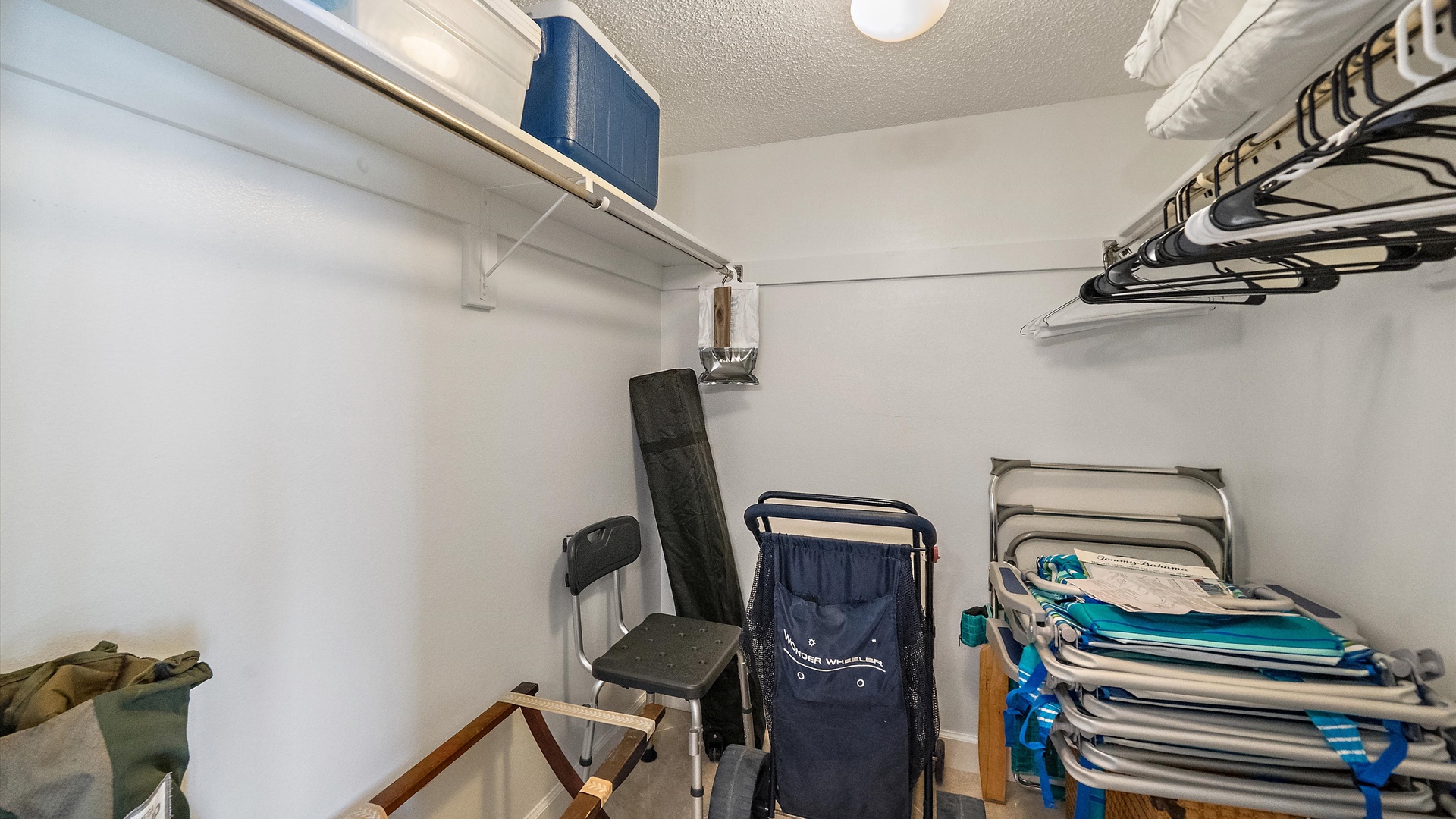 Your private walk-in closet offers ample hanging space and storage for all your vacation wardrobe essentials.
