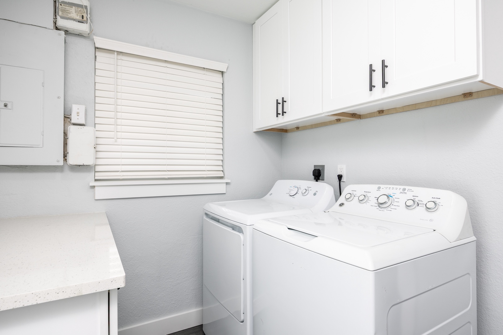 Keep your clothes fresh and clean with your own in-unit washer and dryer, complete with convenient storage and workspace.