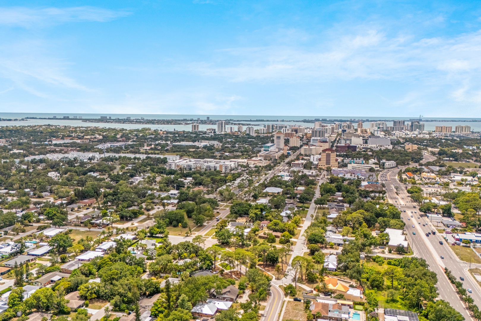 Aerial view of Downtown Sarasota.