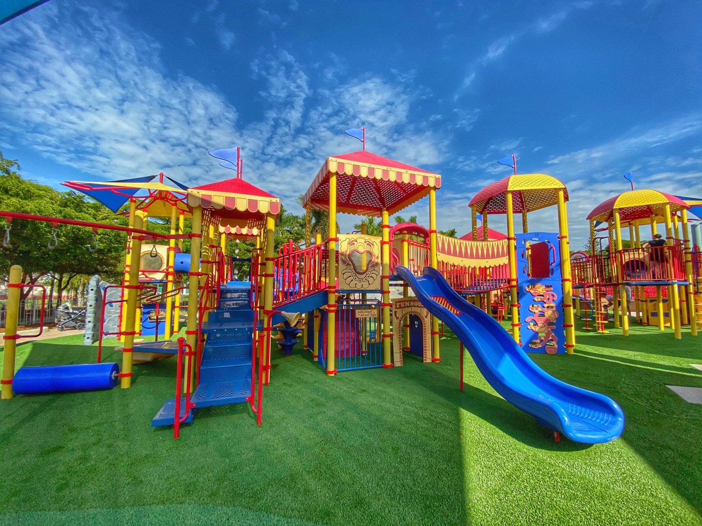 Payne Park Circus Themed Playground Just 2-Minutes Away! Perfect for families traveling with children.