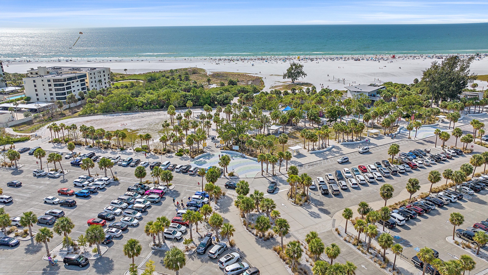 Aerial view of Siesta Key Beach and Pavilion