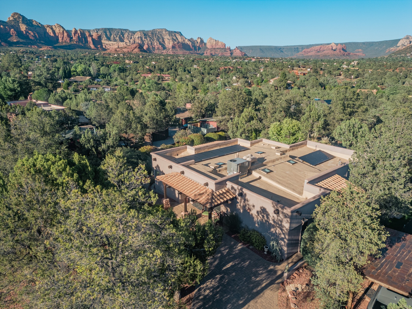 Stunning aerial perspective of the property showcasing its privacy.