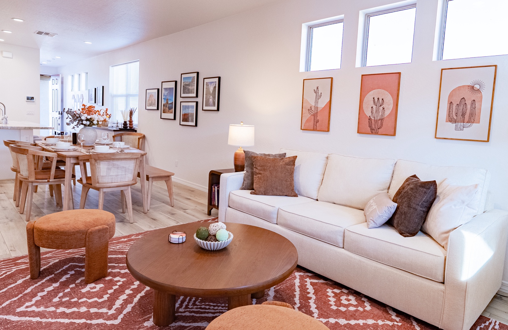 Desert-inspired art while natural light fills your space.