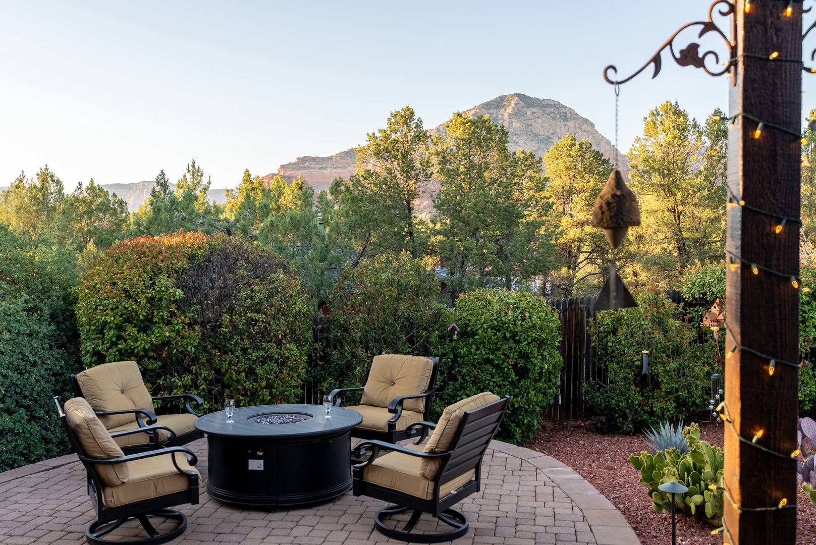 Private outdoor fire table is a peaceful way to end the day
