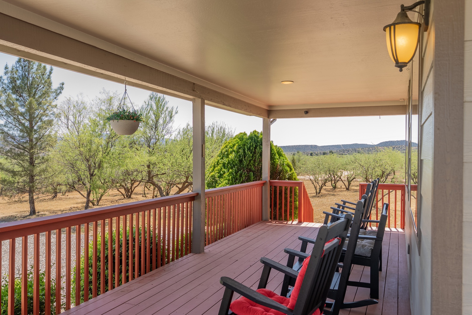 Settle into your covered deck with rocking chairs