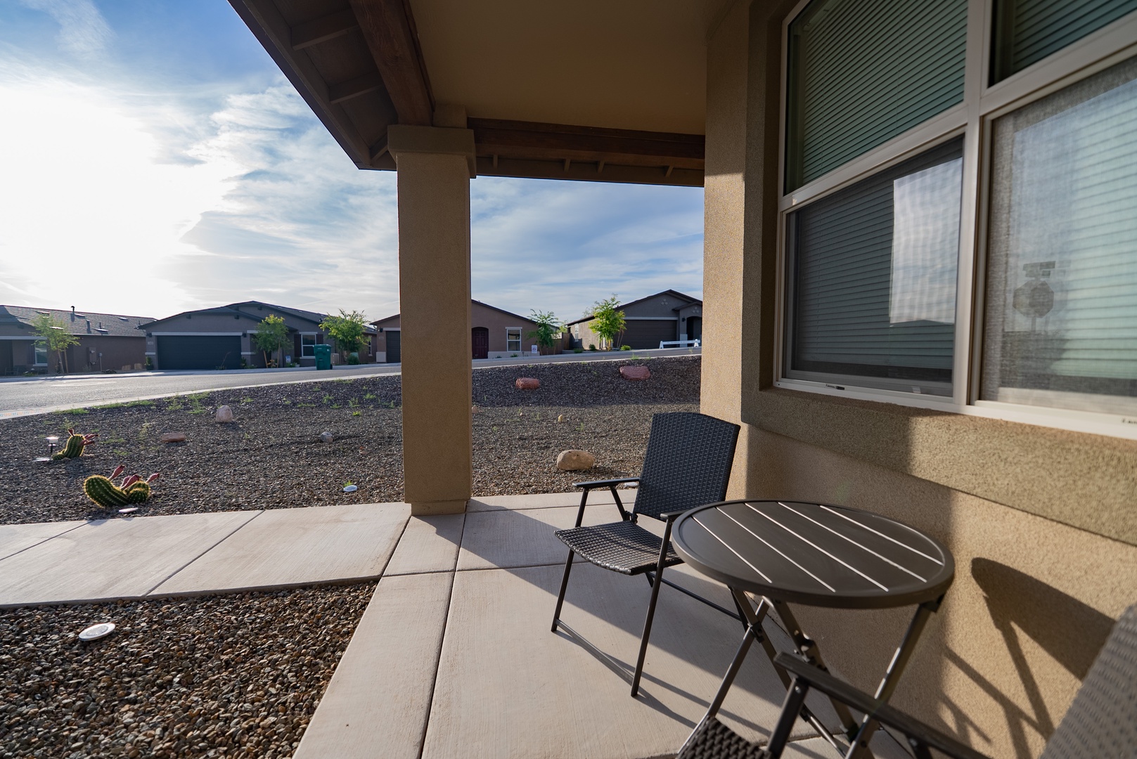 Private covered patio for morning coffee or evening relaxation