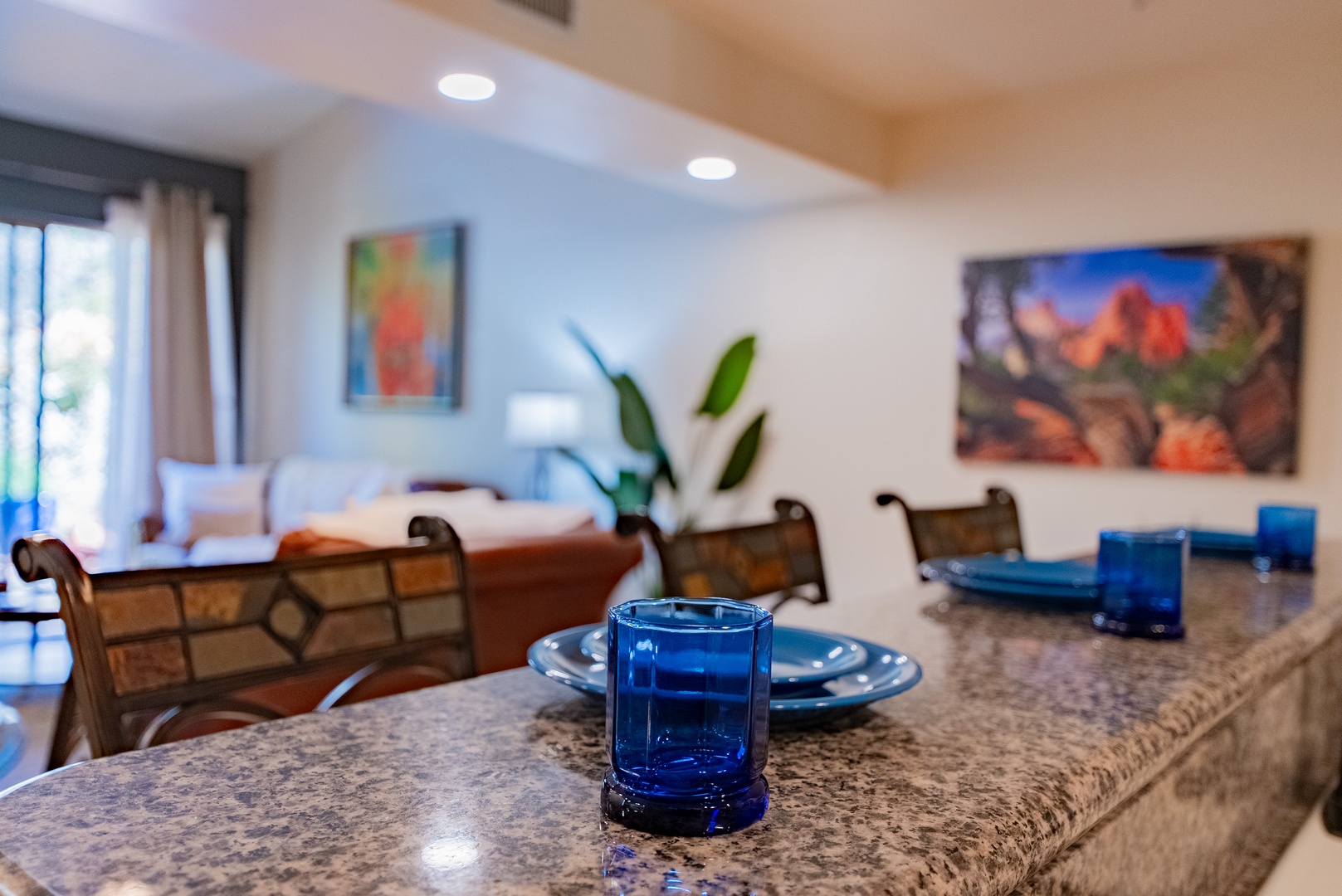 Your spacious kitchen island becomes the heart of your getaway, perfect for morning coffee or evening conversations.