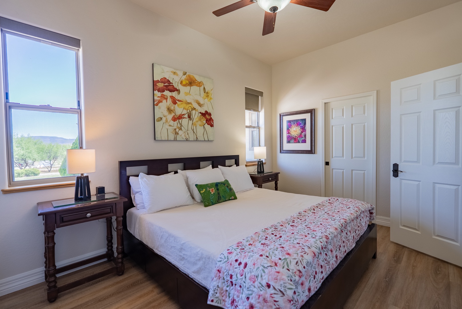 Relax in your bright, airy bedroom with mountain views, crisp linens, and thoughtful touches that make this space feel like home.