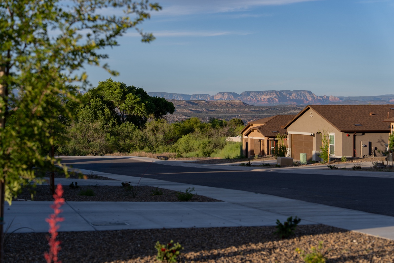Peaceful with stunning red rock mountain backdrop