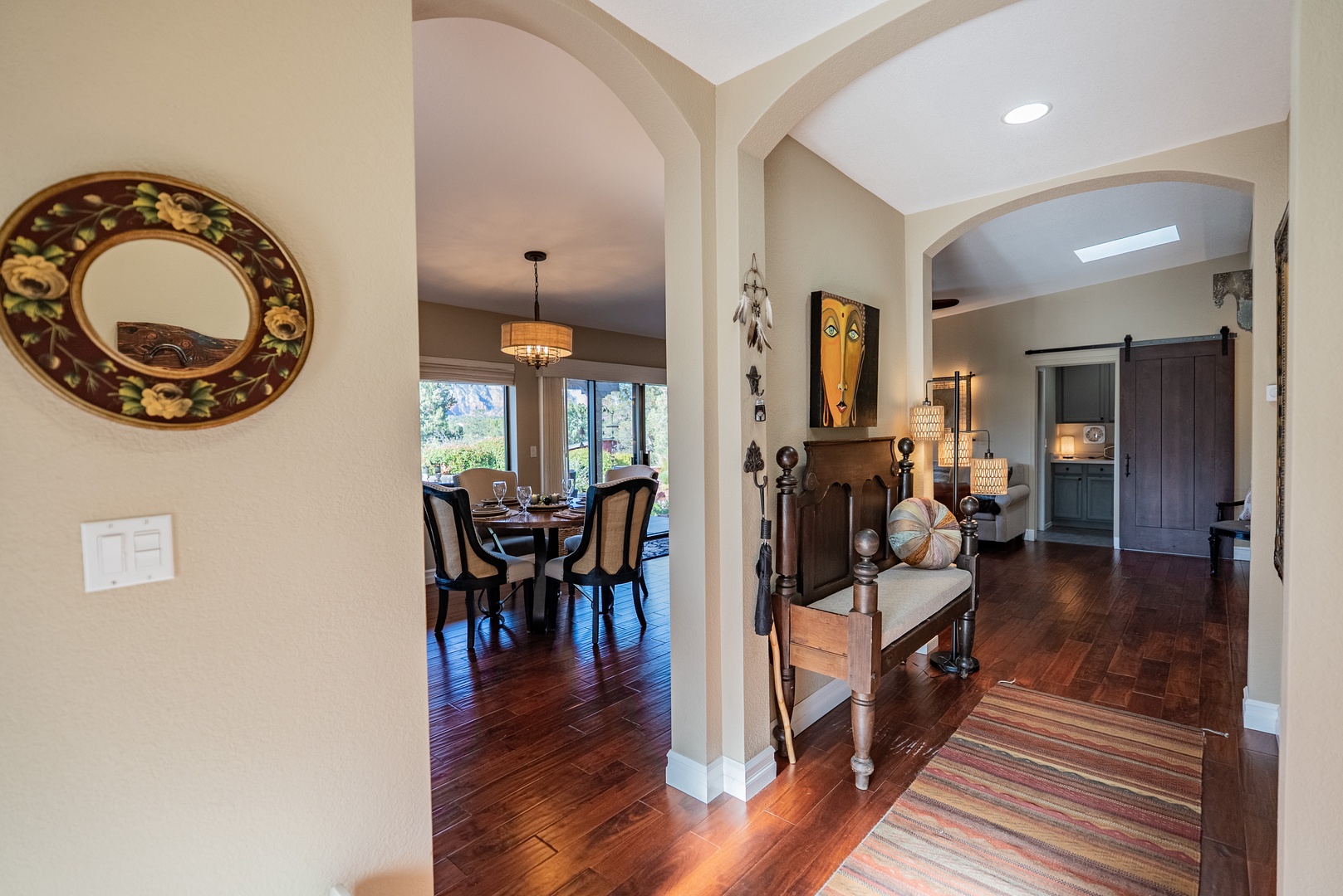 See through to dining and living from entry way