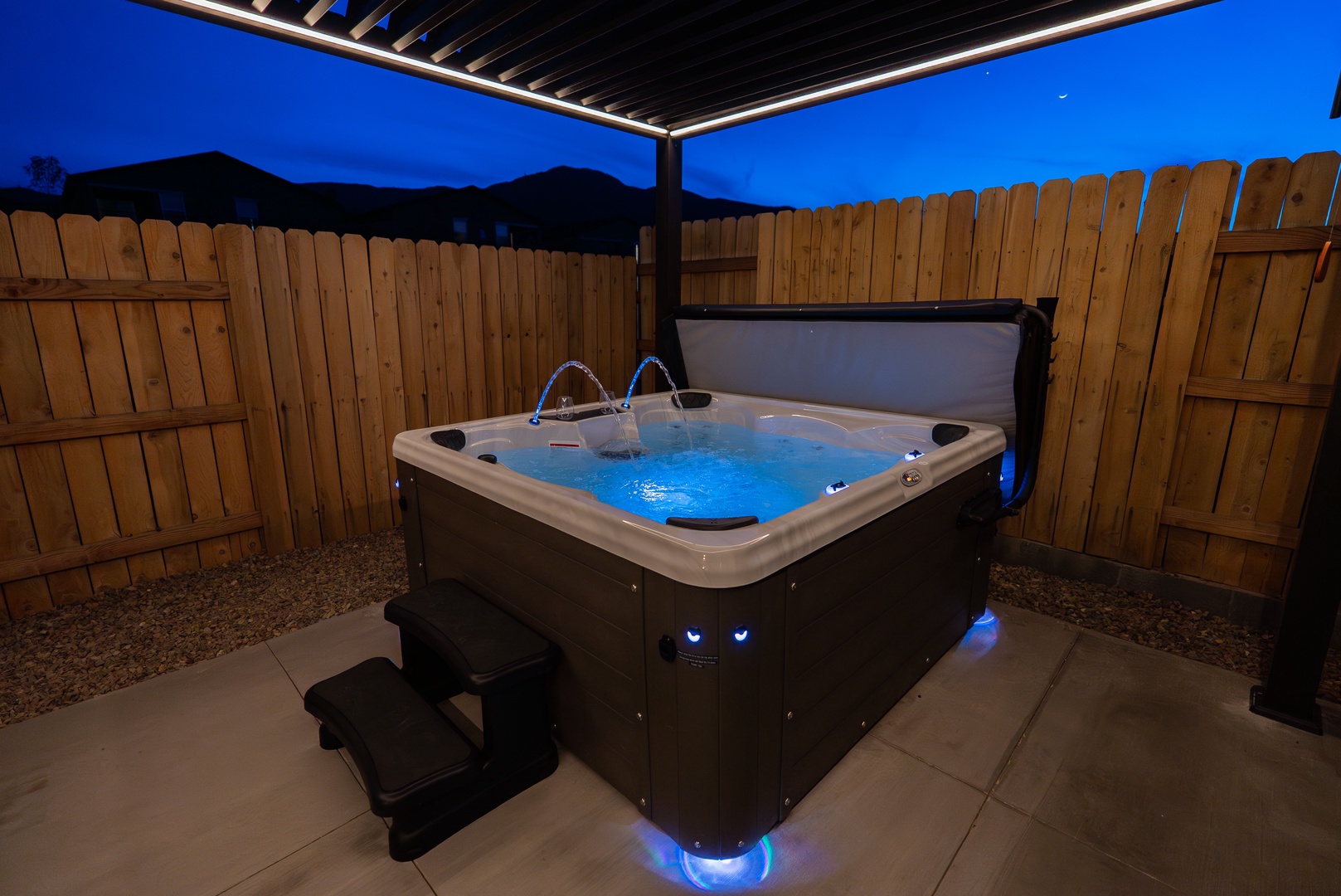 Soak under the stars in your private hot tub