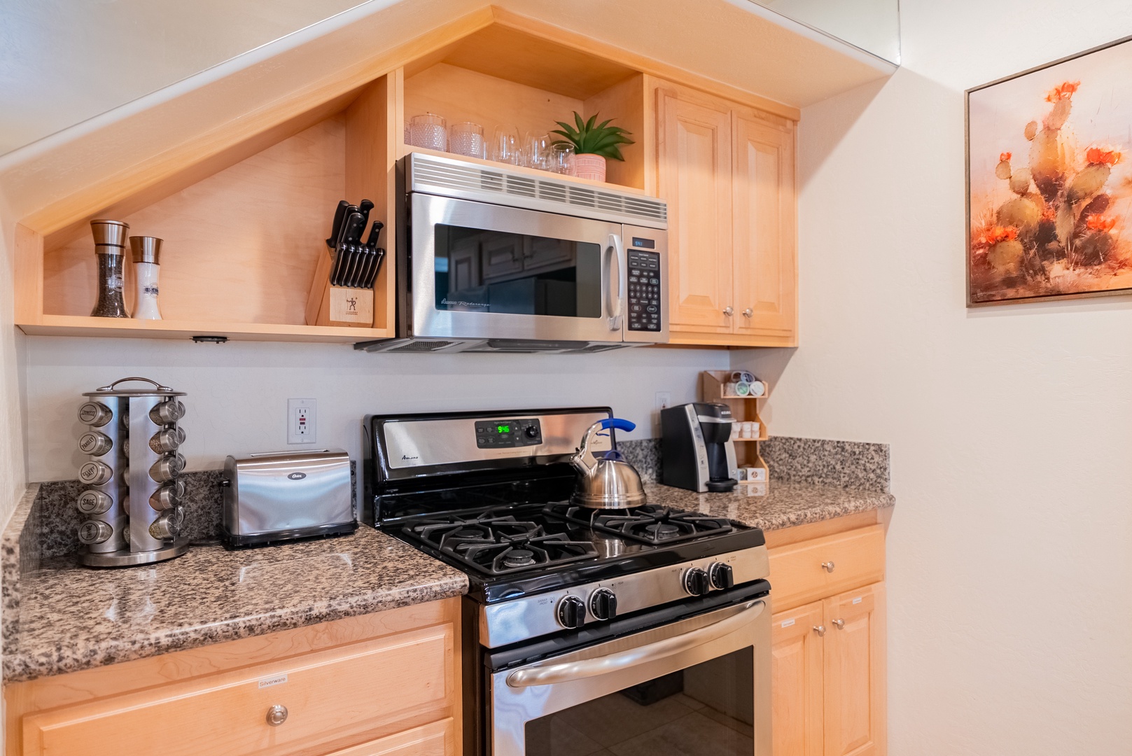 Your fully equipped kitchen features granite counters, stainless appliances, and everything you need to create delicious meals during your stay.