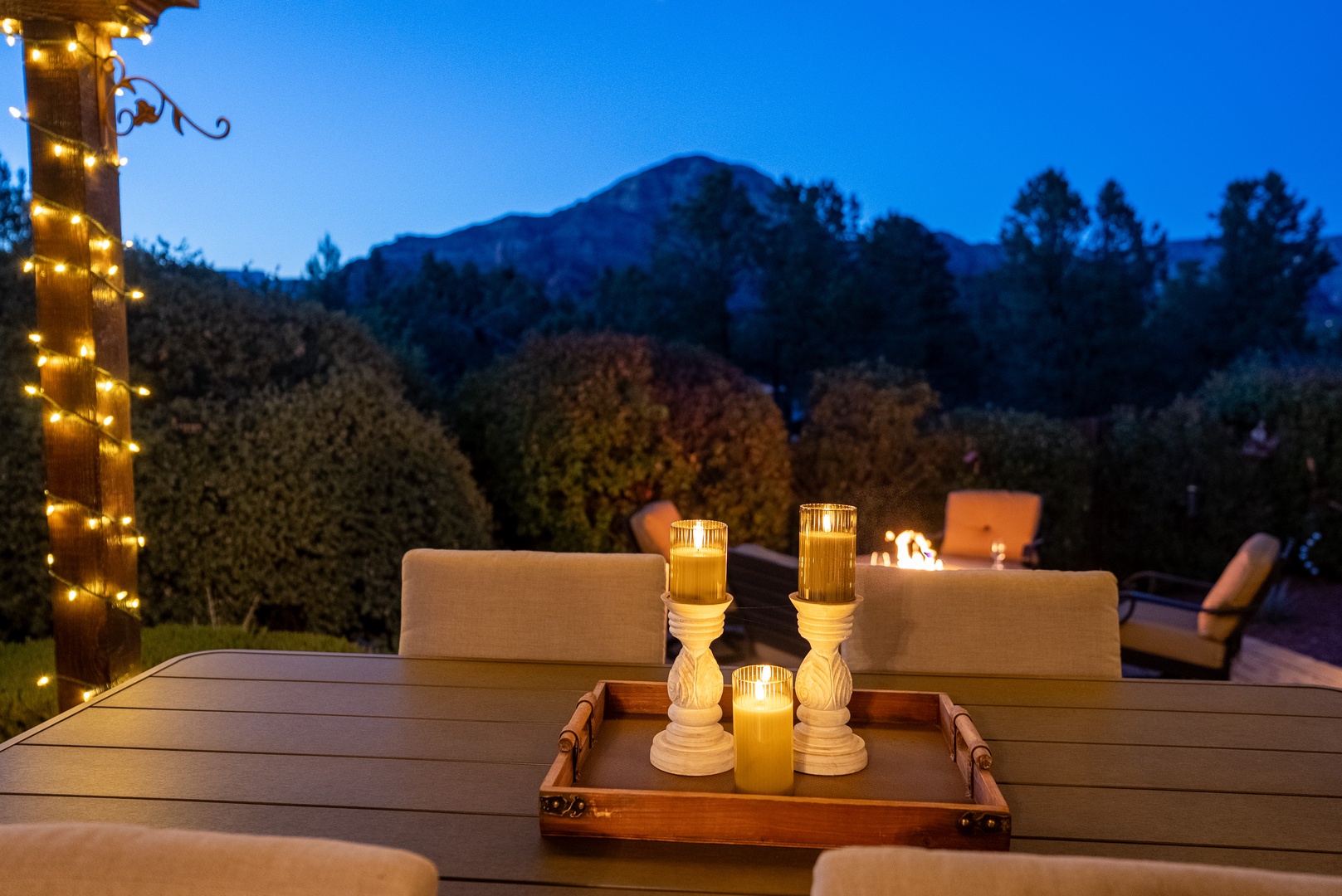 Picture yourself here at dusk mountains rising in the distance
