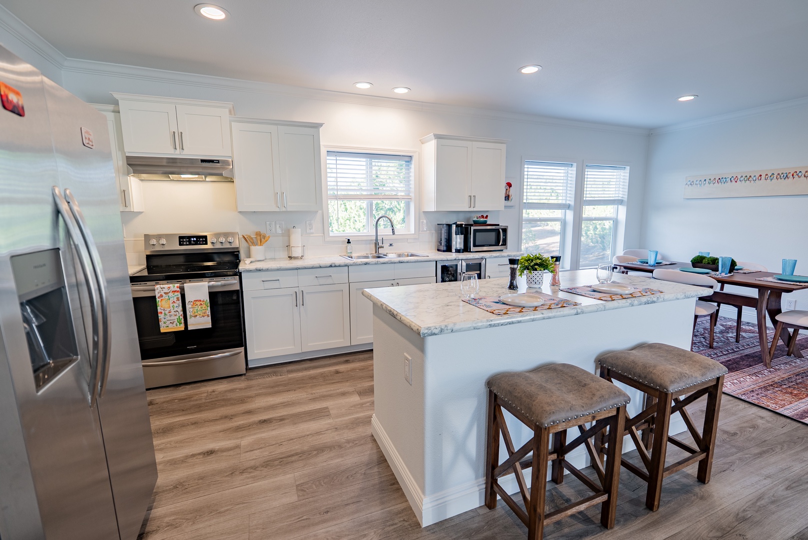 Your fully-equipped kitchen features an island.