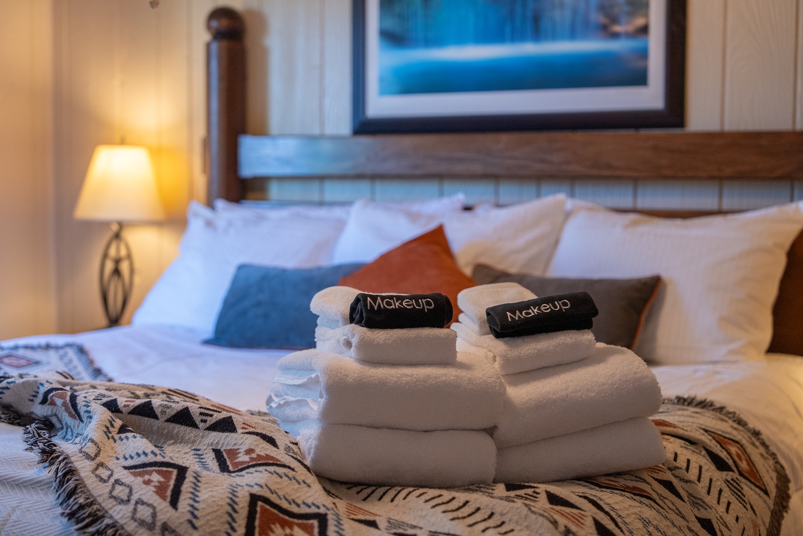 Sink into crisp white linens with premium amenities thoughtfully arranged for your arrival, creating the perfect retreat after a day of exploring.