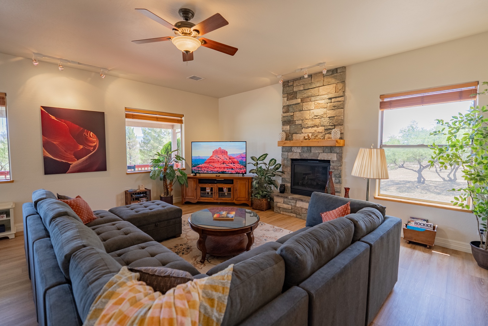 Sink into plush sectional to watch a movie or just relax