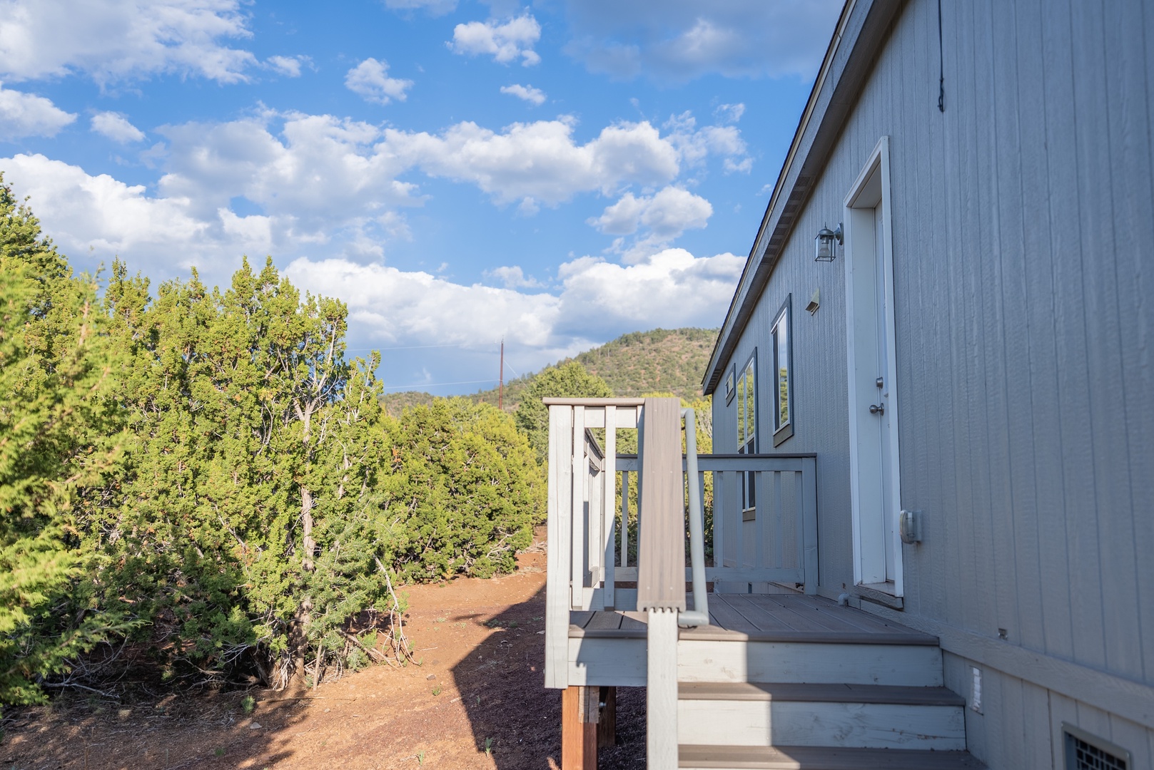 Back porch views are scenic in your hideaway.