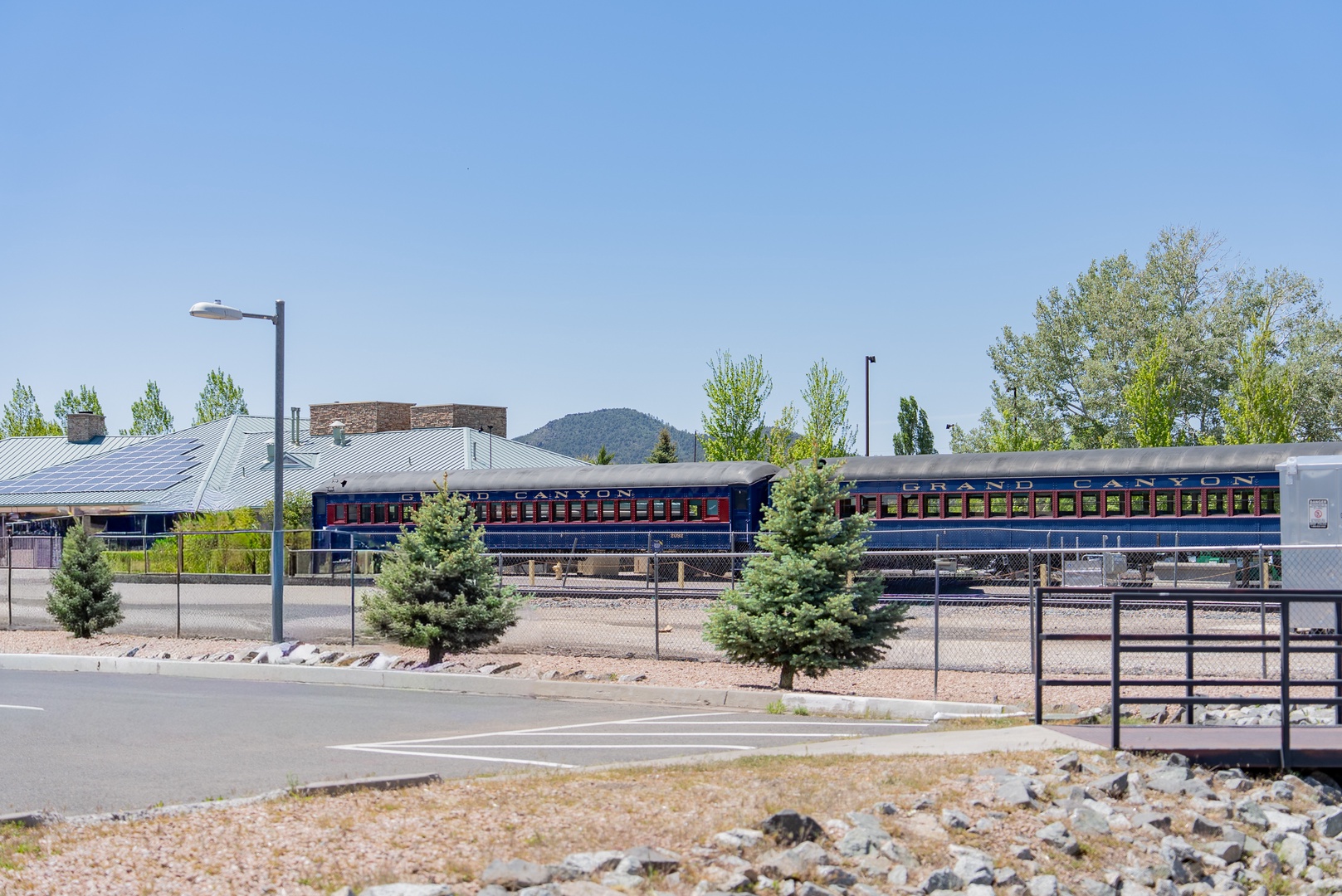 The property sits near historic Grand Canyon Railway trains