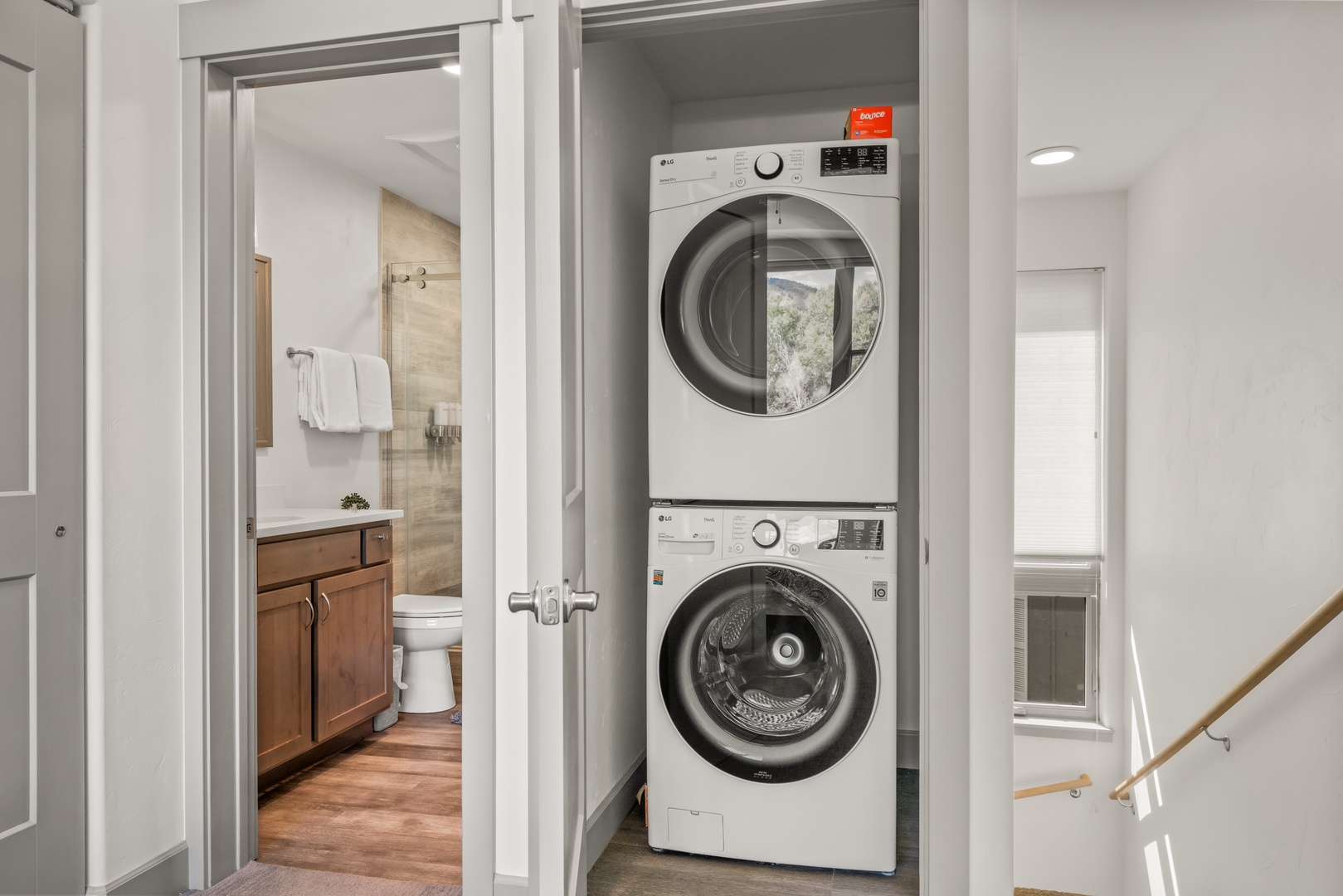 Laundry day made easy—your own stacked washer and dryer right inside your rental, so you can pack light and refresh whenever you need.