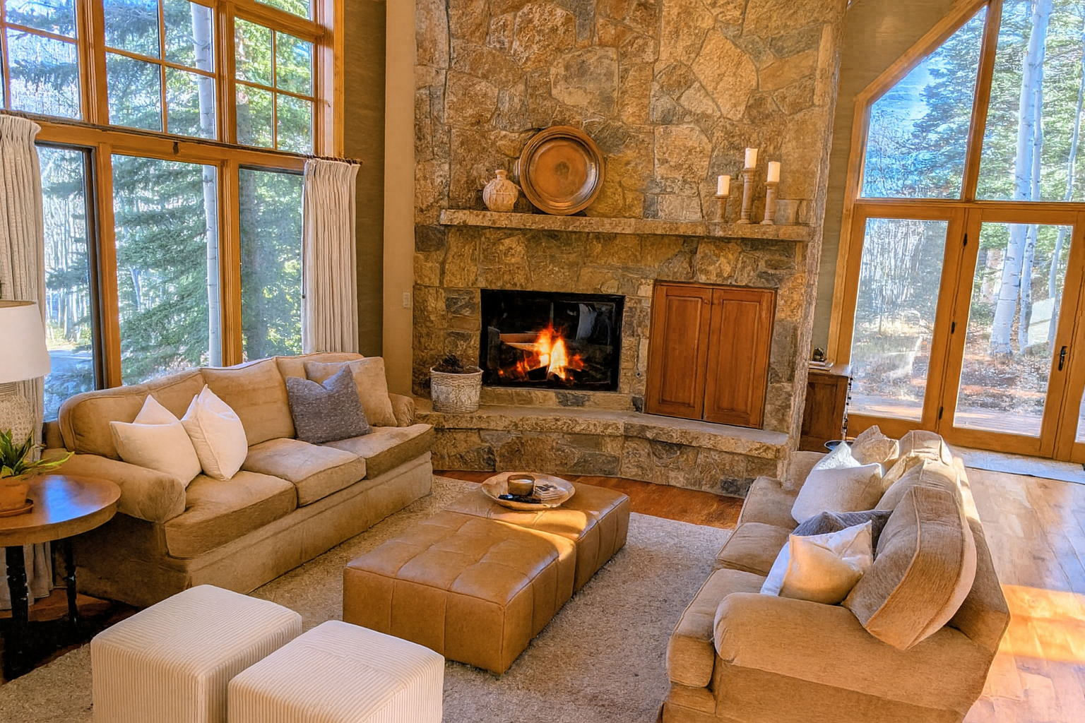 Beautiful main living area recently updated with cozy ottomans, allowing for more flexible seating.