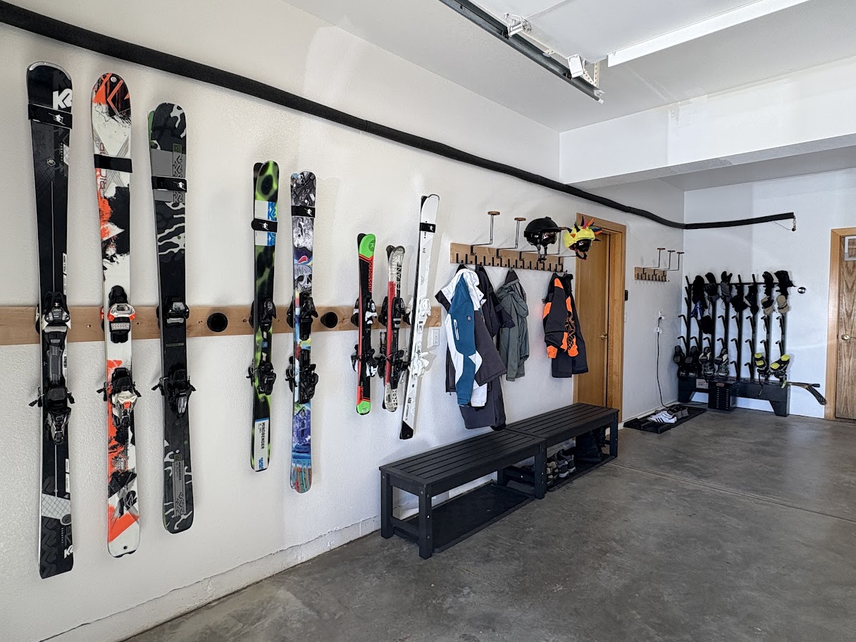 Ski Rack and boot dryer in garage - equipment not included