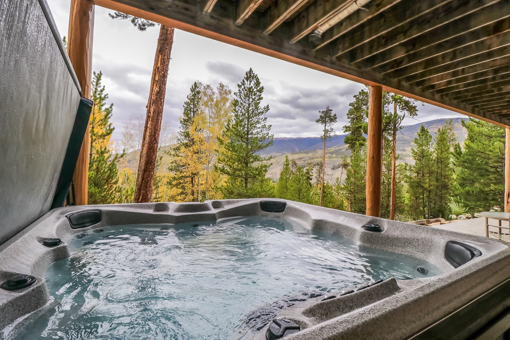 Slip into your private hot tub and let the mountain vistas and fresh forest air melt away the day. The perfect retreat after exploring the area.