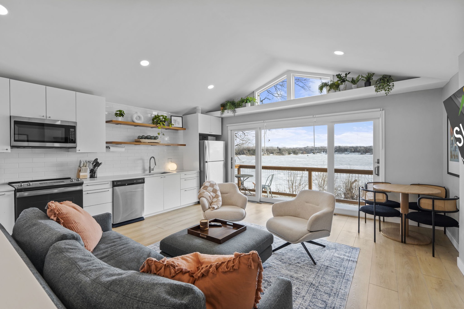 Modern and cozy open concept living space