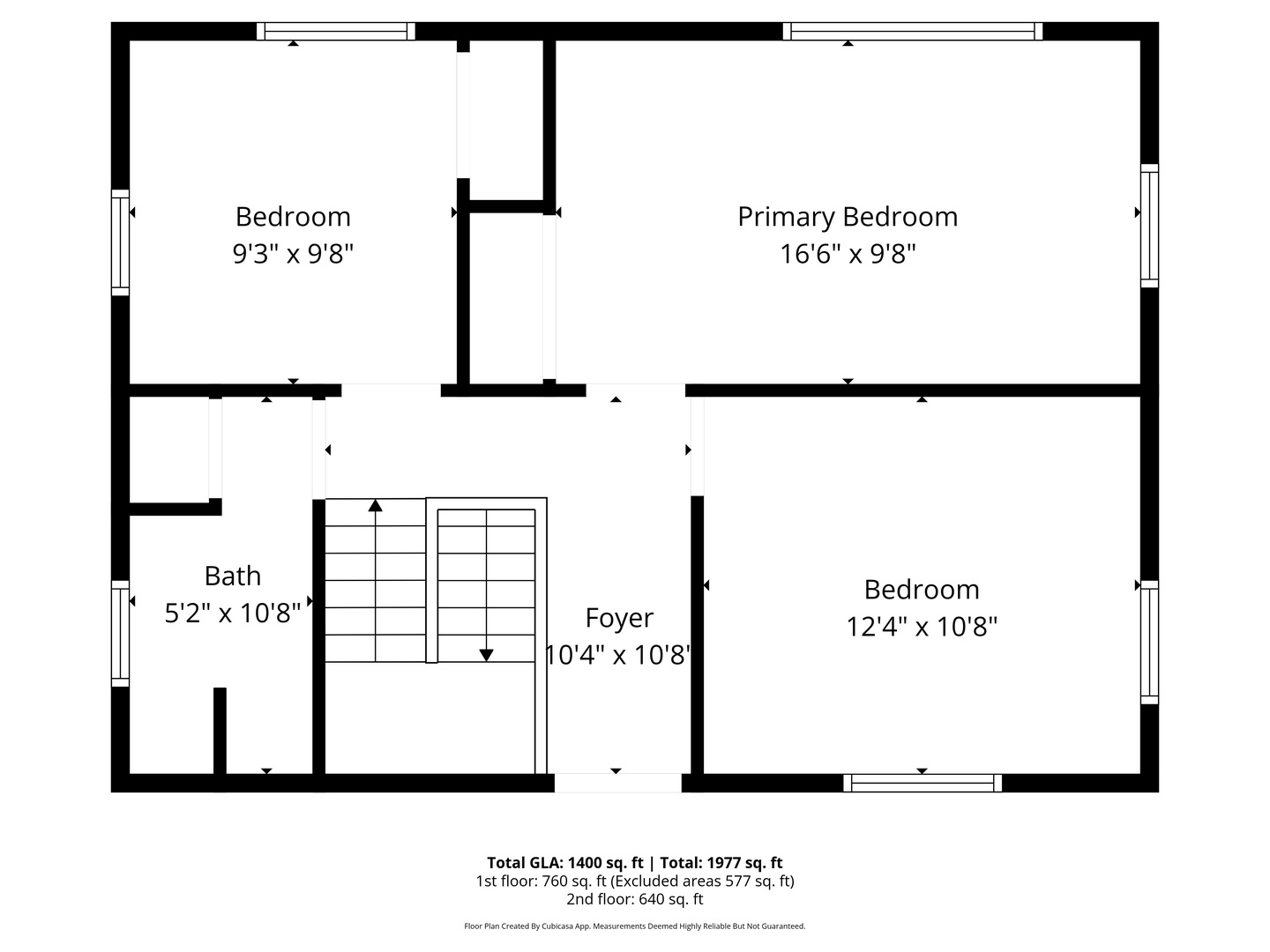 Floorplan of main level with 3 bedrooms and 1 bathroom.