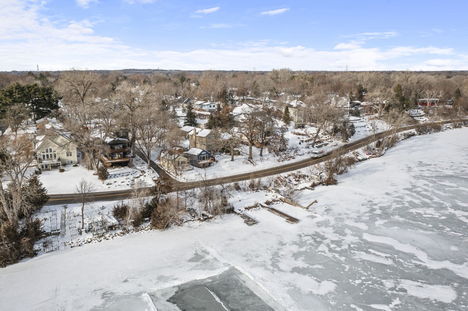Aerial view of Lake Johanna shoreline