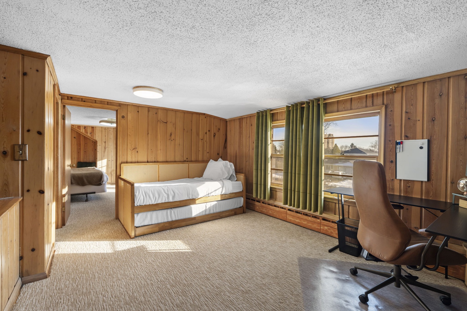 The multipurpose space on the second floor has what you need, whether you are resting or working.