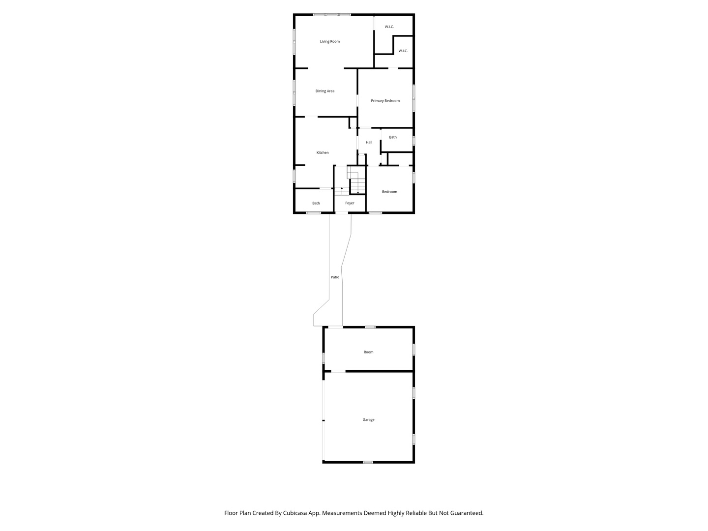 Review the floor plan and picture yourself moving through each space—two bathrooms, separate living and dining areas, a kitchen, two cozy bedrooms, and even a dedicated garage and bonus room for storage or hobbies.