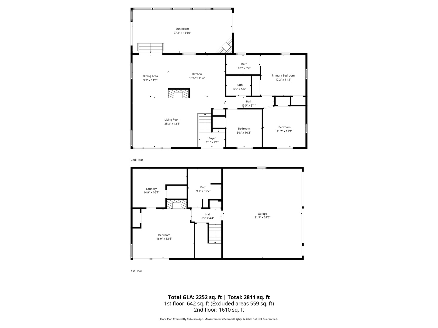 Detailed floor plan showcasing the spacious layout of this vacation rental, including multiple bedrooms, bathrooms, kitchen, living areas, laundry, and attached garage across two floors.