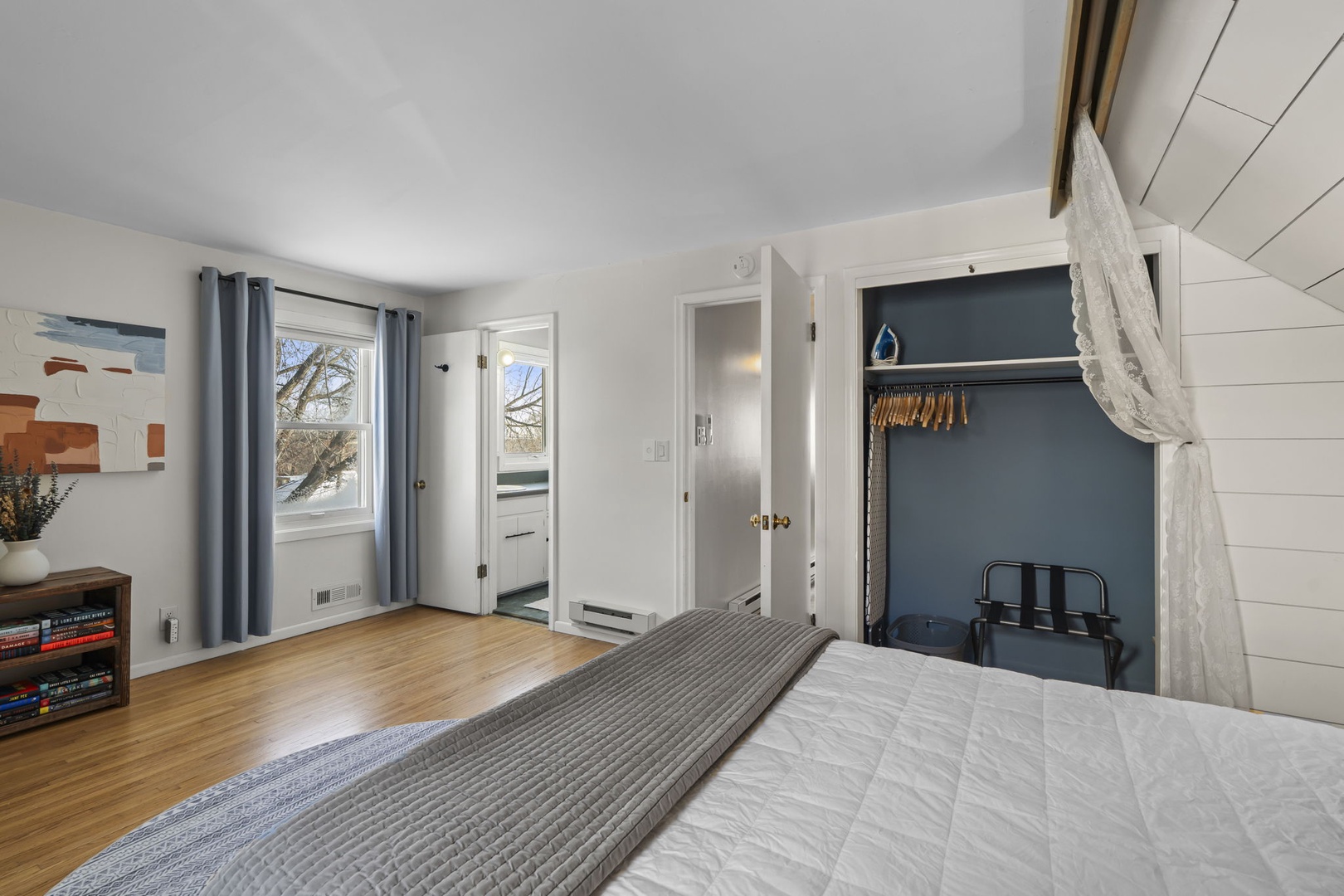 27 — Bedroom Layout Showing Walk In Closet En Suite Bath Entry and Shiplap Wall