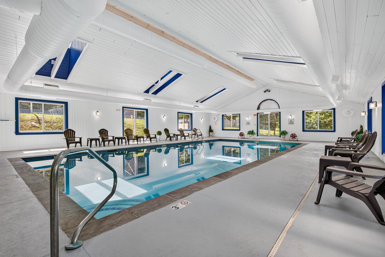 Slip into the sparkling indoor pool whenever you like—perfect for a refreshing swim or peaceful float no matter the weather outside.