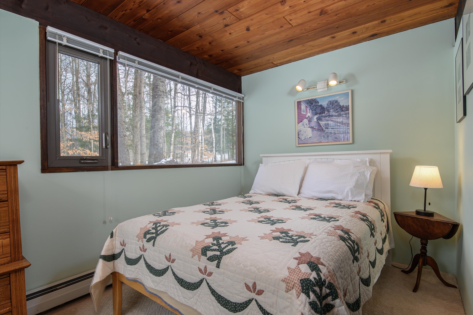 Rest peacefully in your cozy lower-level bedroom with a comfortable full bed.