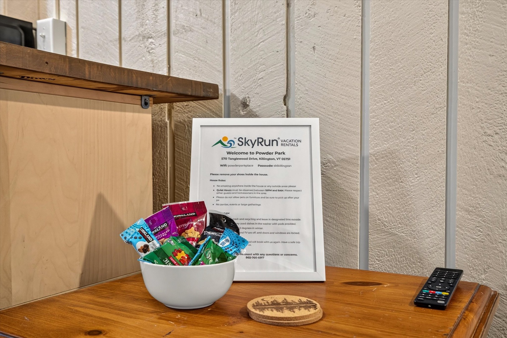 Your welcoming arrival setup awaits, complete with snacks and local info to help you settle in and start exploring.