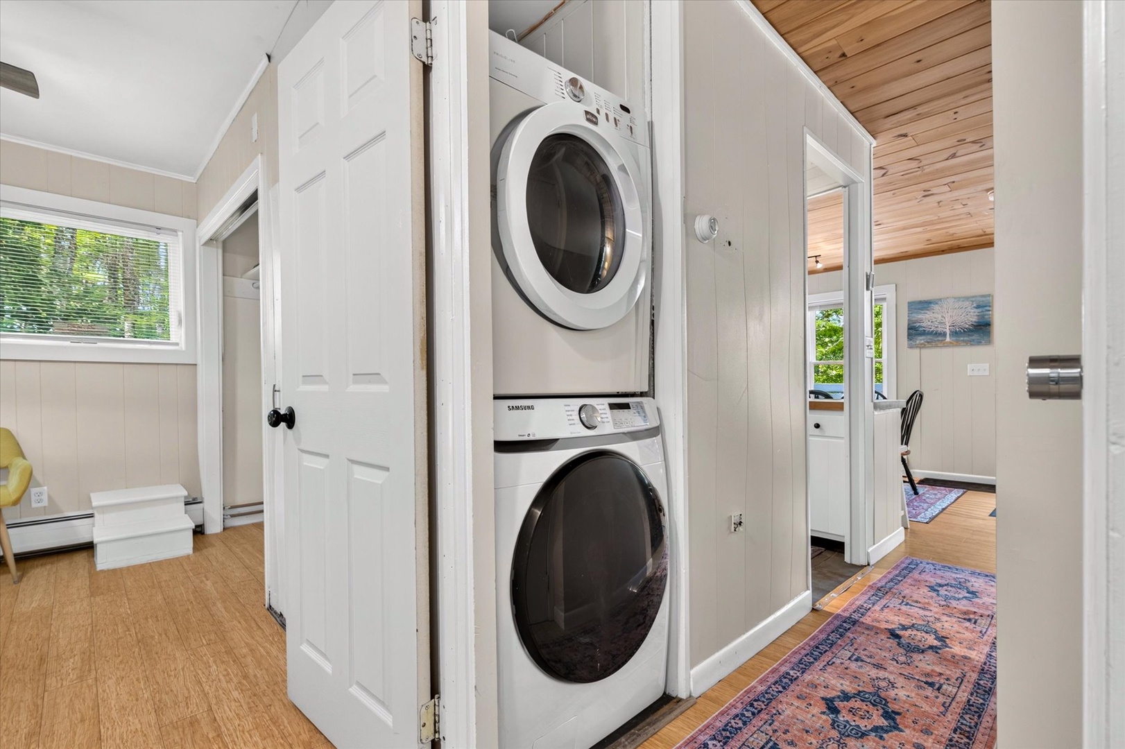 Your own in-unit laundry makes packing light easy. Tucked neatly into a hallway closet, the stacked washer and dryer are ready whenever you need them.