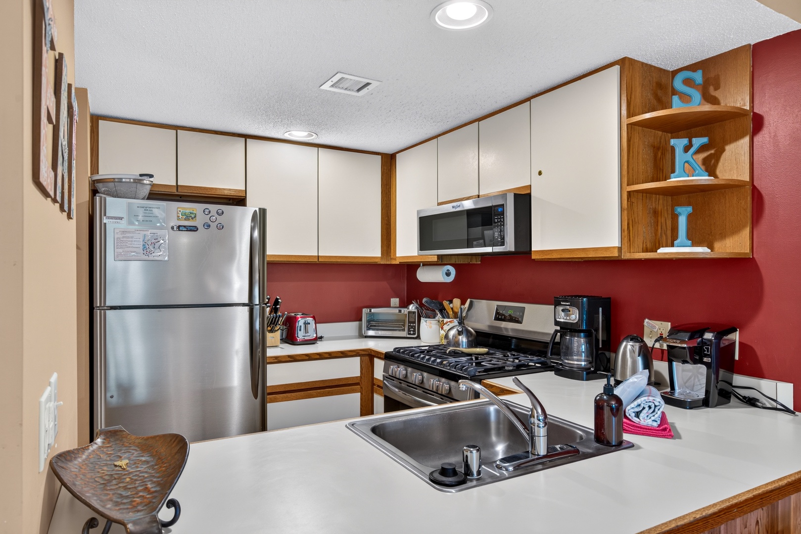 Cook your favorite meals in a fully equipped kitchen with everything you need to feel right at home, from stainless steel appliances to plenty of counter space for prep work.