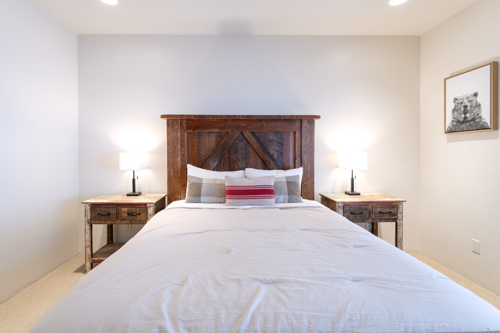 Bright queen room with privacy