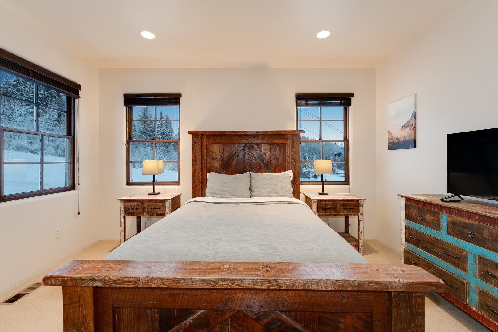 Bright queen room with privacy