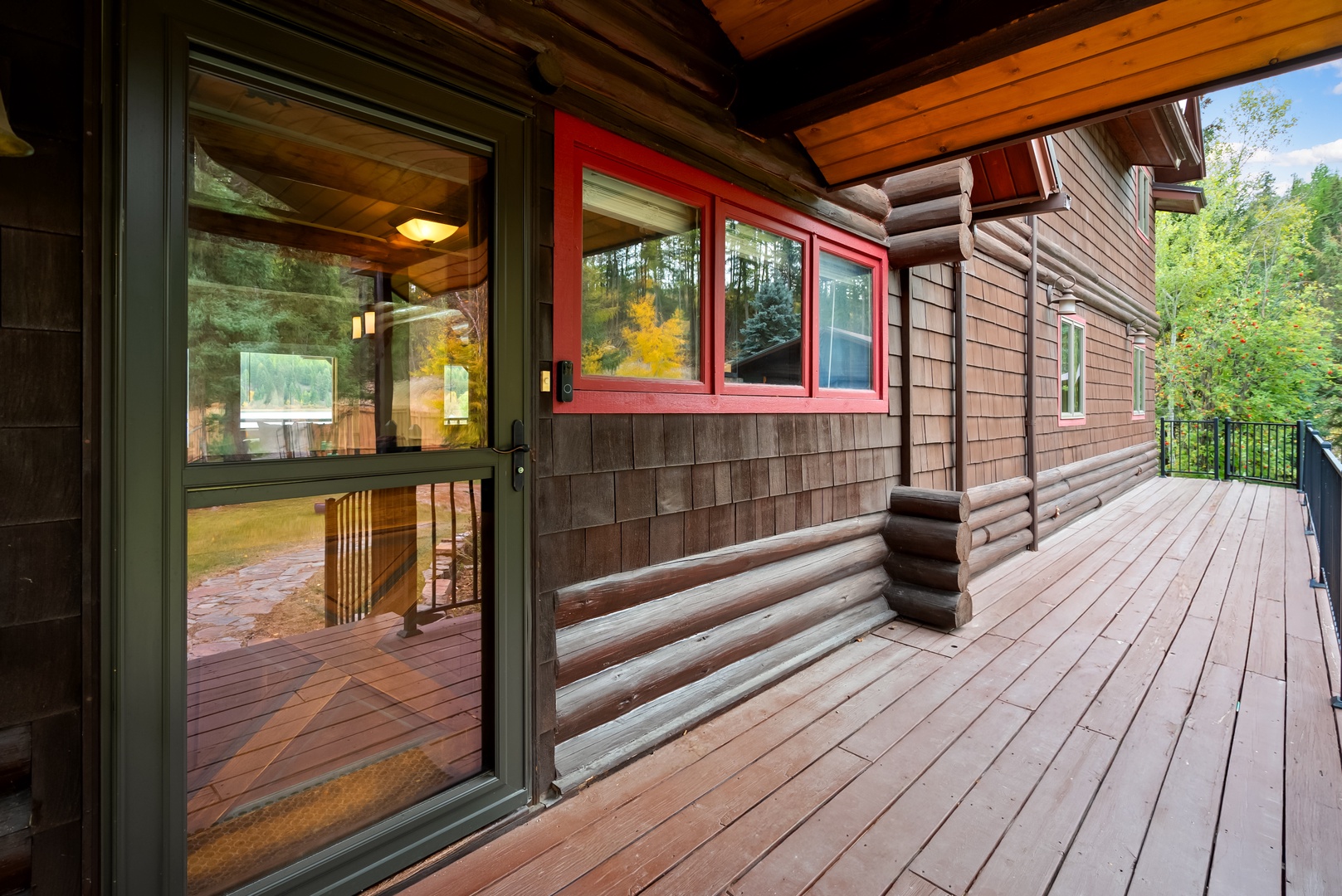 Step onto your private wraparound deck and breathe in the fresh mountain air surrounded by towering trees and autumn colors.