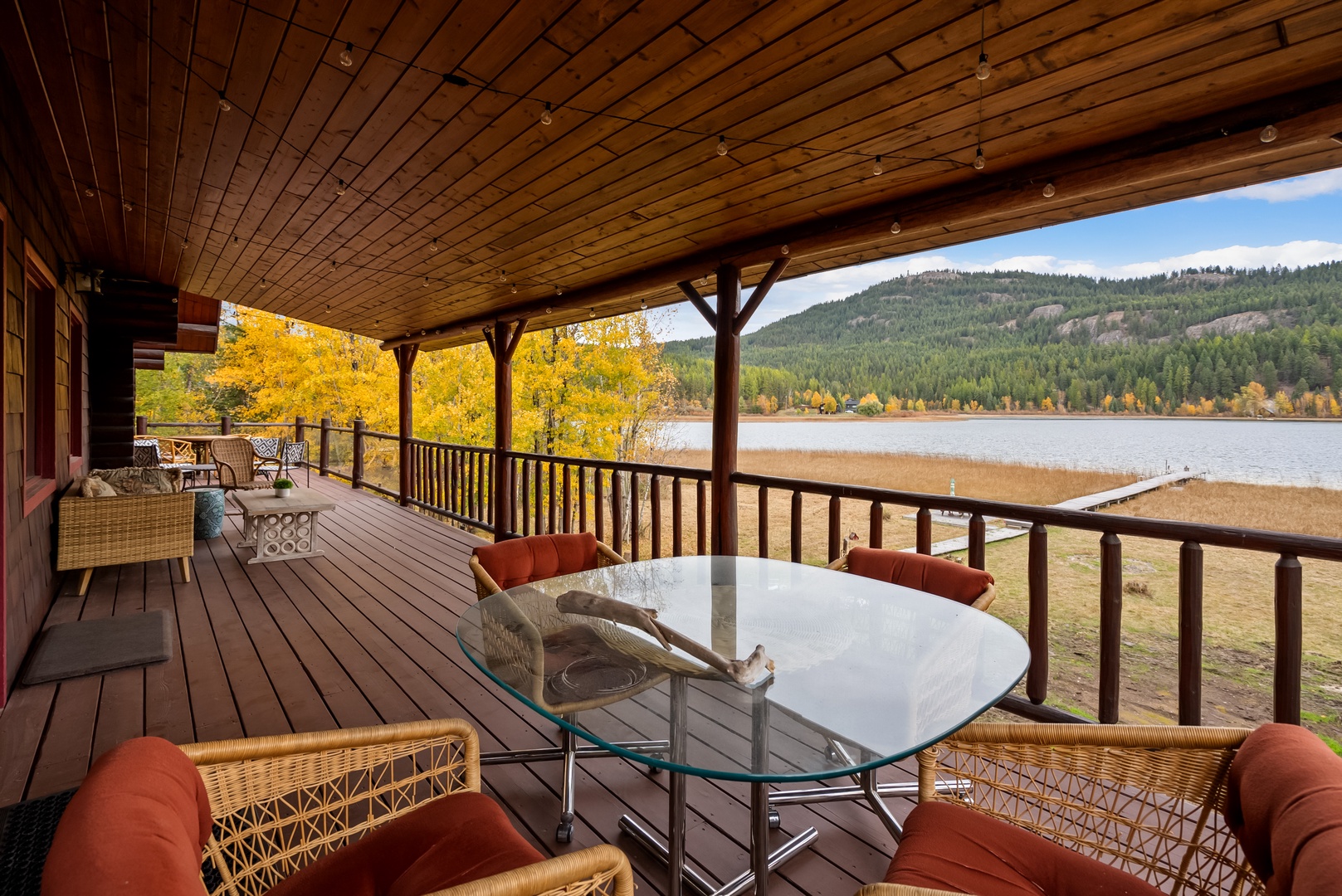 Your private lakefront terrace offers stunning mountain views and autumn colors—perfect for morning coffee or evening relaxation.