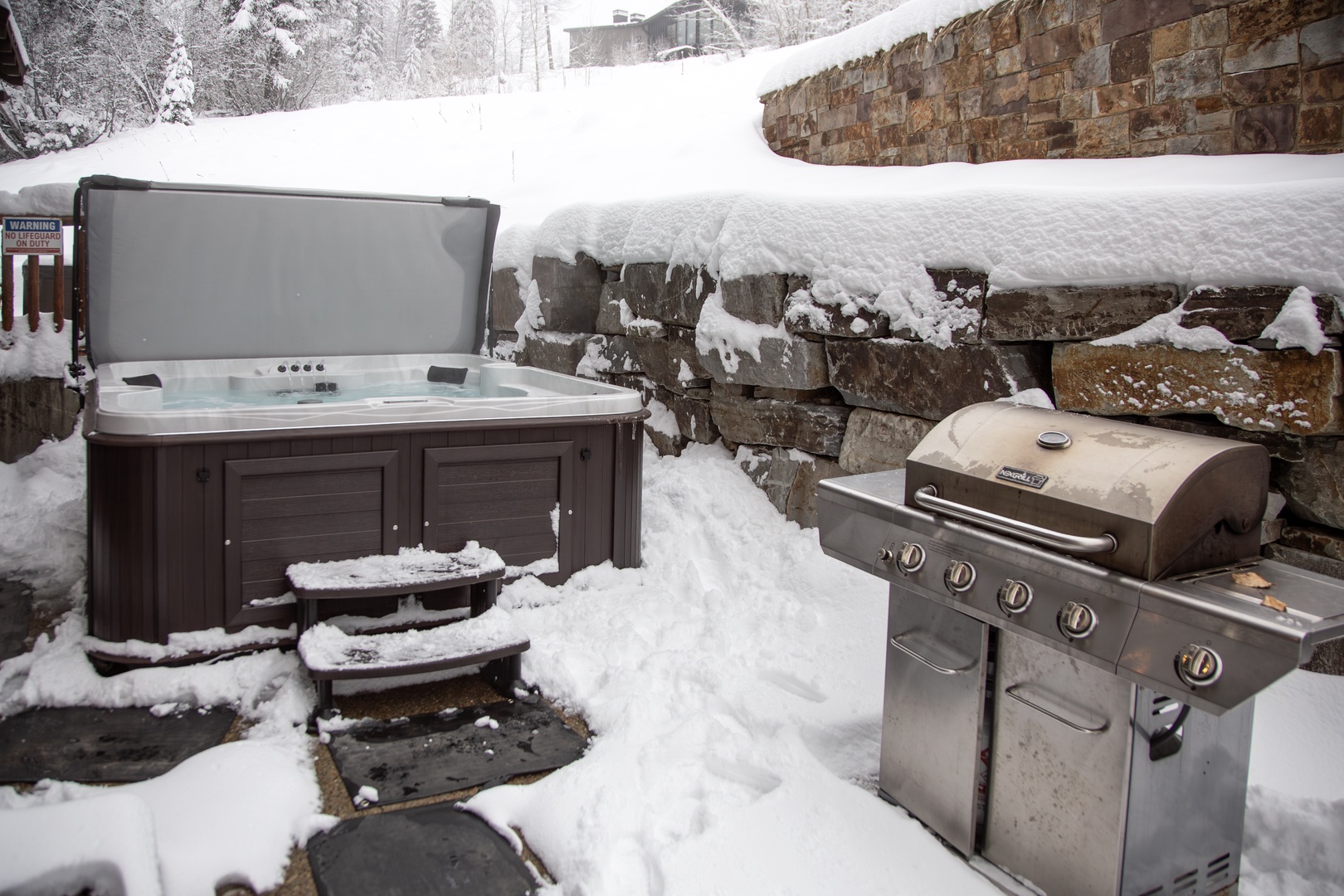 Private hot tub under the pines