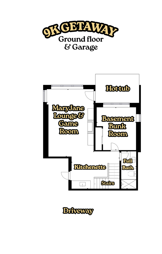 9K Getaway's Ground floor & basement floor plan.