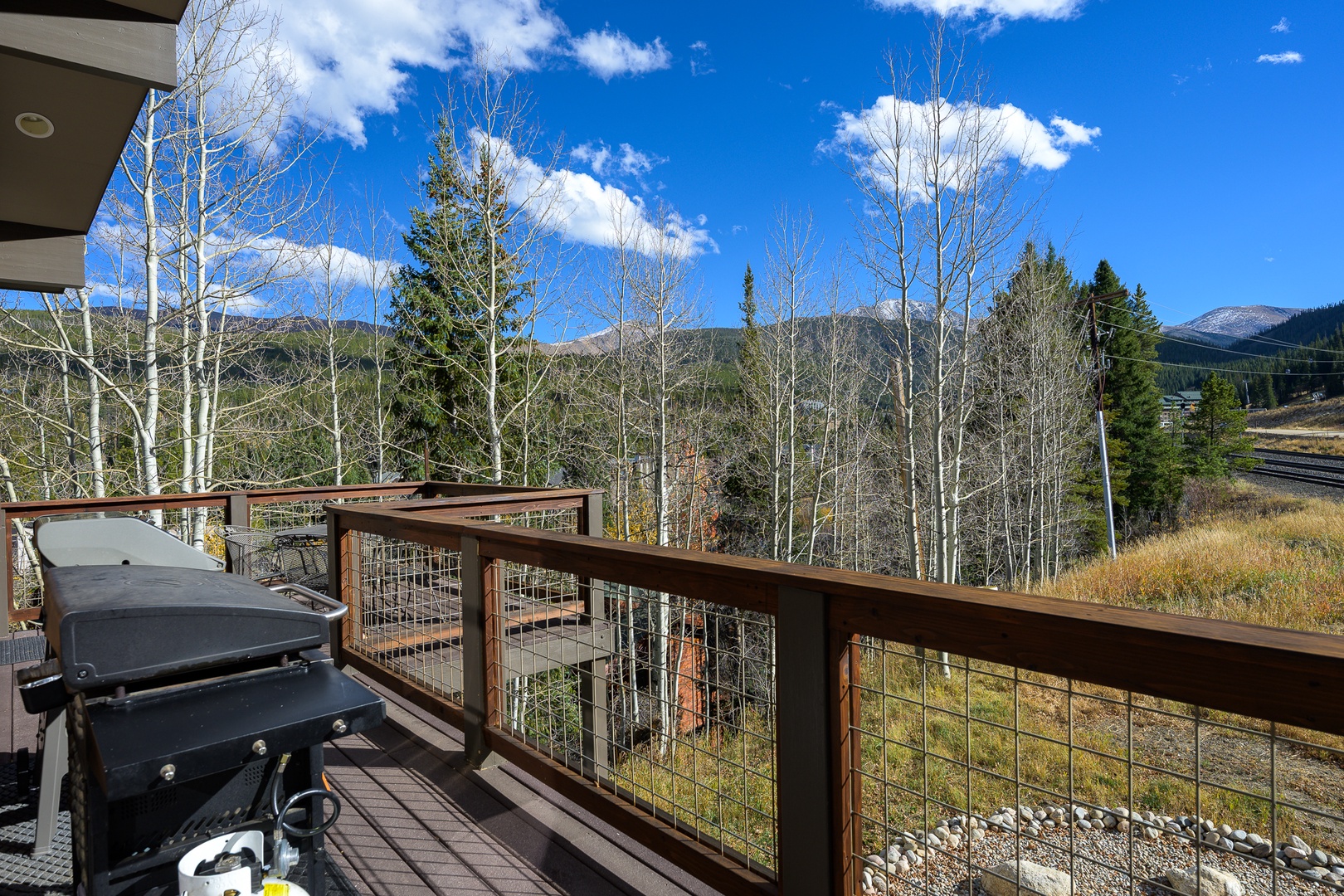 Stunning views of the woods and the mountains and that ever bright blue sky