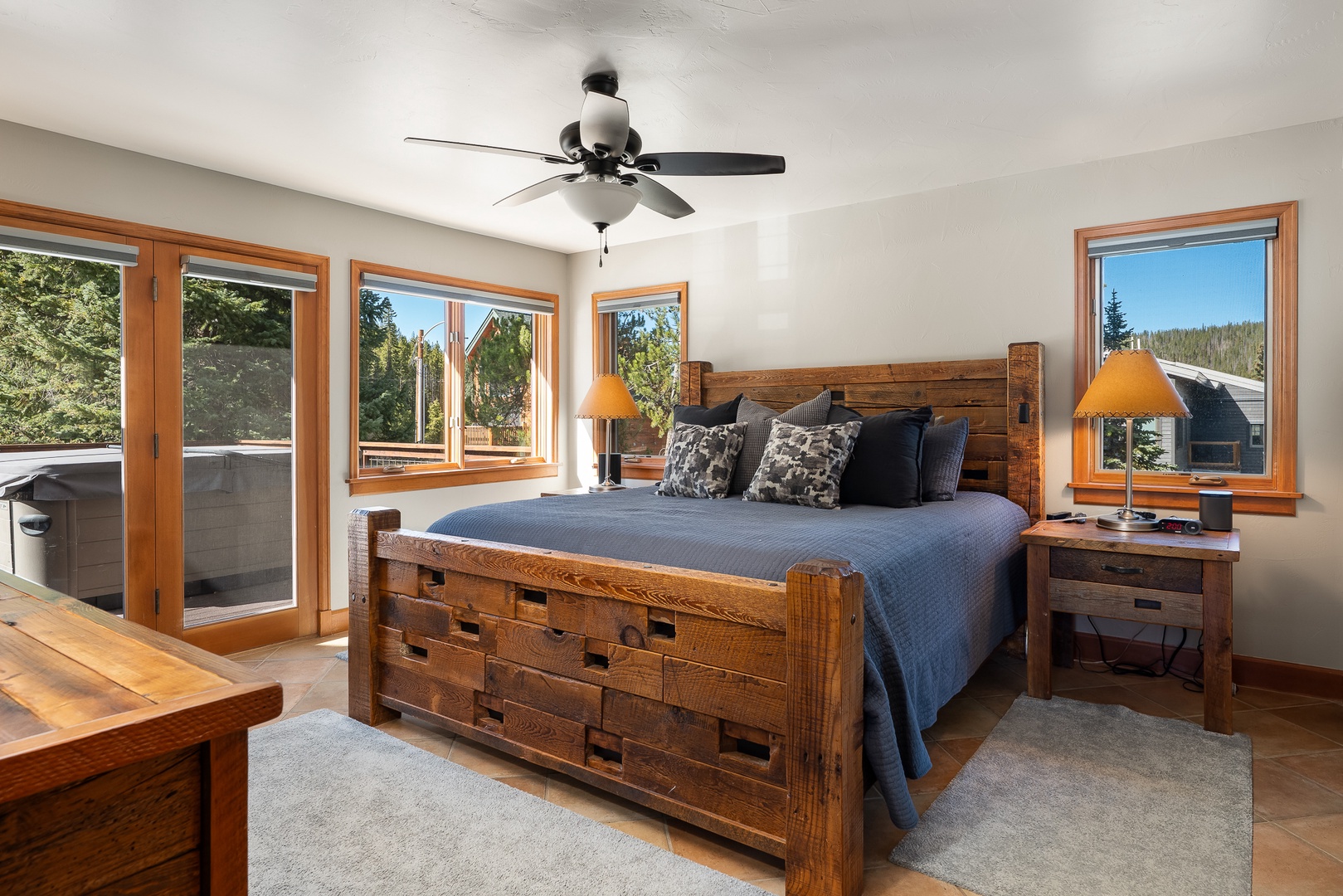 Luxury bedding, windows on every wall, its all better in the mountains!