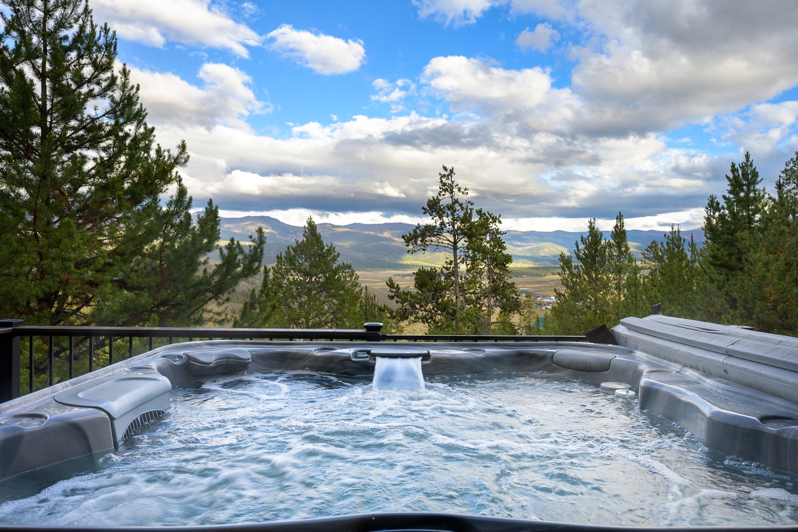 Soak in the bubbling hot tub while gazing out at sweeping mountain vistas and endless sky—your perfect retreat for melting away stress and reconnecting with nature's beauty.
