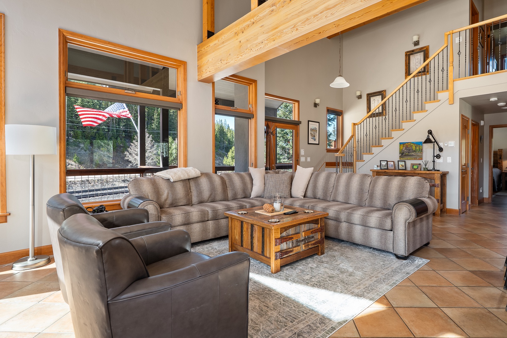 Upper level living room with enough seating for the entire bunch!